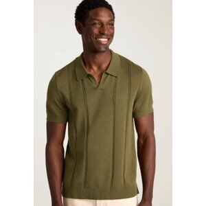 NWT Bonobos Hudson Sweater Polo - Color:  dark green cotton cable